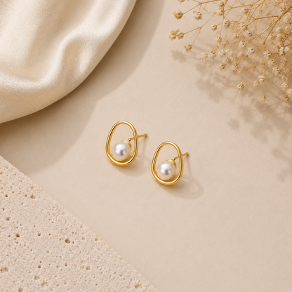 Pearl Gold Hoops