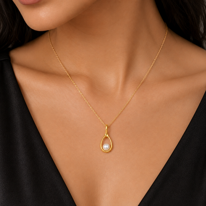 Gold Pearl Drop Pendant