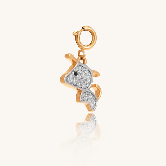 Caratly 18kt gold Dog Diamond Pendant featuring a cute dog silhouette charm fully set with pave diamonds under Rs. 30,000