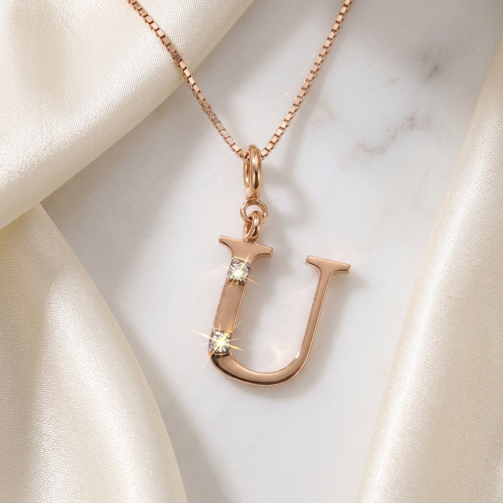 Gold Initial "U" Pendant