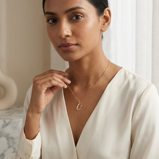 Gold Initial "U" Pendant