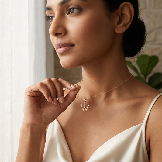 Gold Initial "W" Pendant