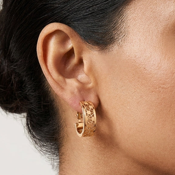 Intricate Filigree Gold Hoops