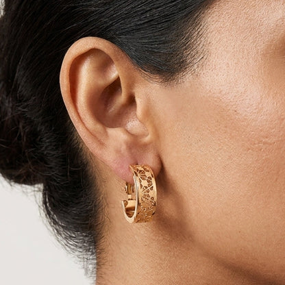 Intricate Filigree Gold Hoops