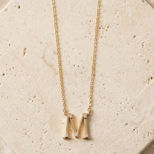 Diamond Alphabet M Necklace