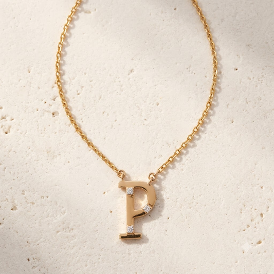 Diamond Alphabet P Necklace