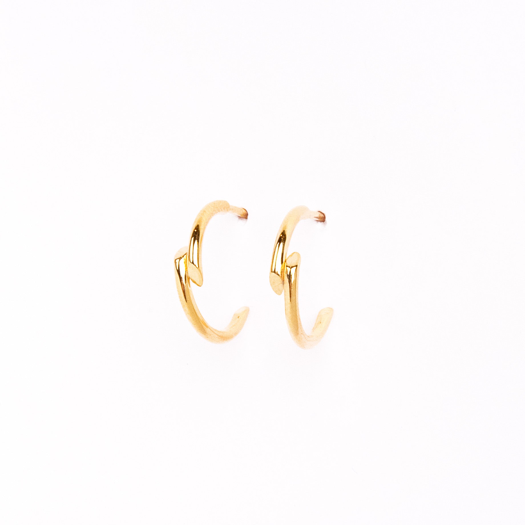 Caratly 18kt gold Disarranged Gold Earring with abstract staggered open hoop design under Rs. 40,000