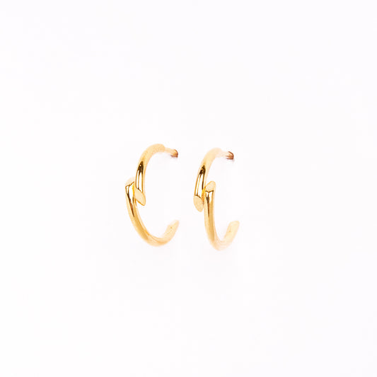 Caratly 18kt gold Disarranged Gold Earring with abstract staggered open hoop design under Rs. 40,000