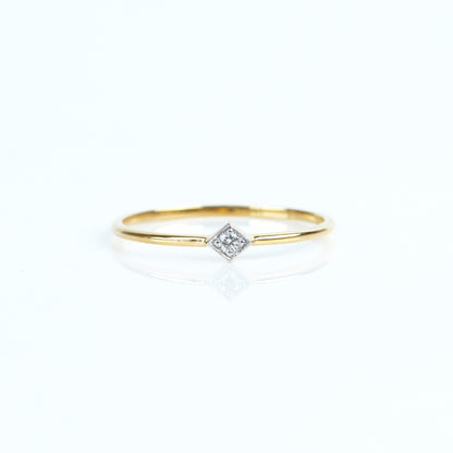 Caratly 18kt gold Diamond Basic Ring with 0.02ct solitaire diamond in a square bezel setting on a thin band, perfect minimal design for gifting under 15k