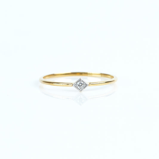 Caratly 18kt gold Diamond Basic Ring with 0.02ct solitaire diamond in a square bezel setting on a thin band, perfect minimal design for gifting under 15k