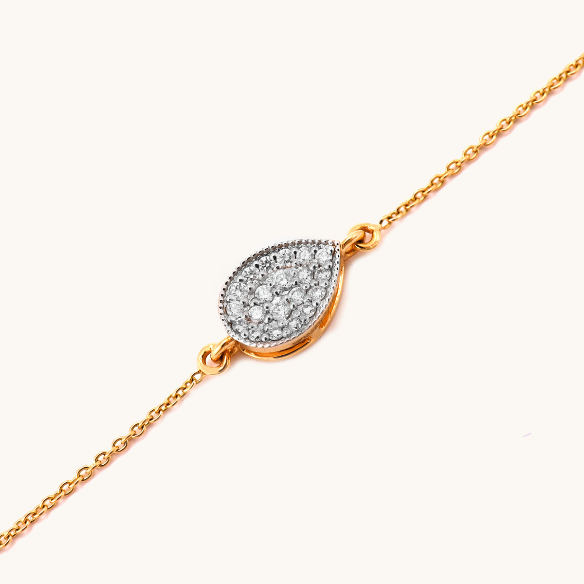 18kt gold Teardrop Diamond pave bracelet. An affordable diamond gift for her under Rs. 40,000