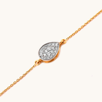 18kt gold Teardrop Diamond pave bracelet. An affordable diamond gift for her under Rs. 40,000