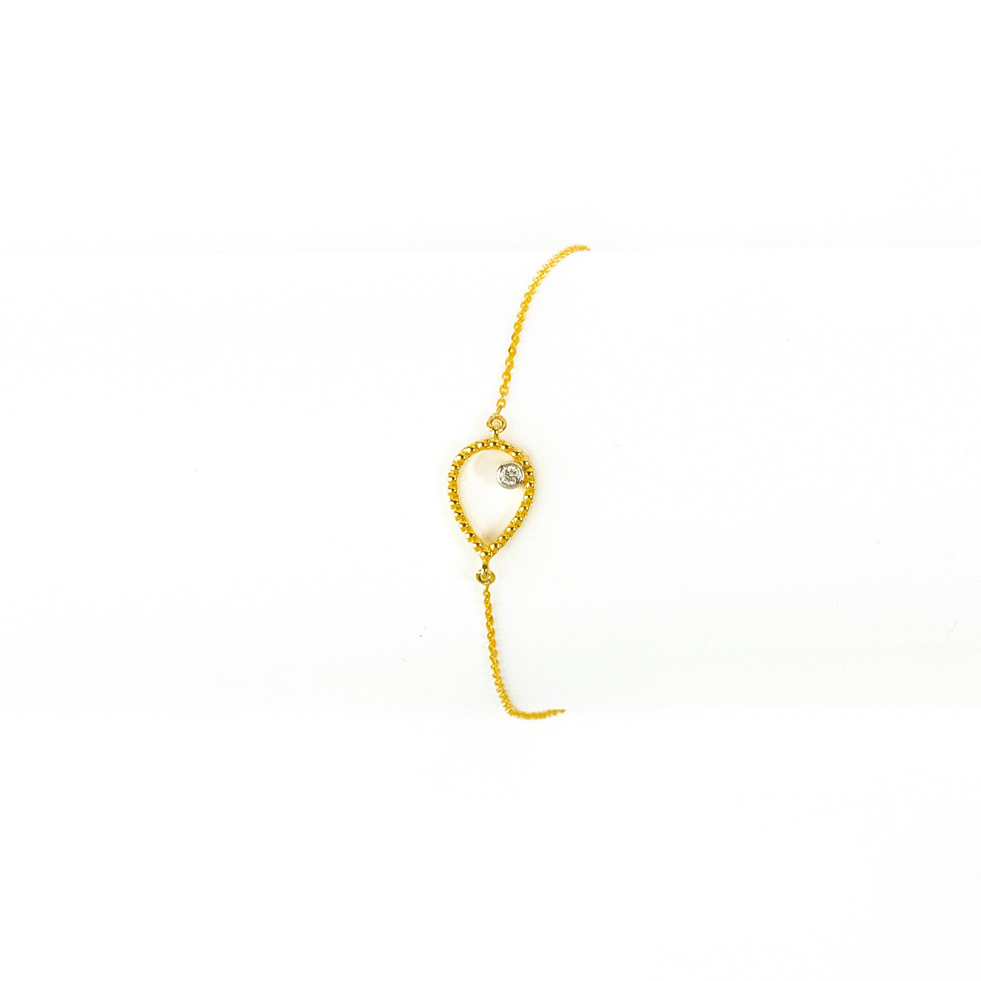 Caratly 18kt gold Pear Diamond Bracelet with 0.03ct teardrop outline charm minimalist design under Rs. 40,000