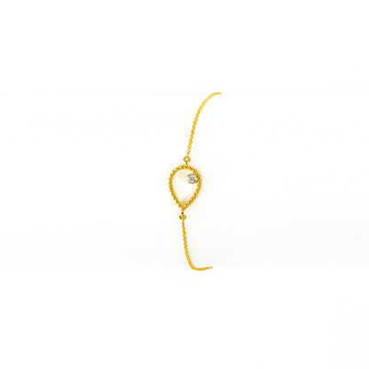 Caratly 18kt gold Pear Diamond Bracelet with 0.03ct teardrop outline charm minimalist design under Rs. 40,000