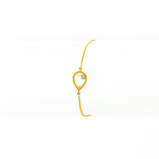 Caratly 18kt gold Pear Diamond Bracelet with 0.03ct teardrop outline charm minimalist design under Rs. 40,000