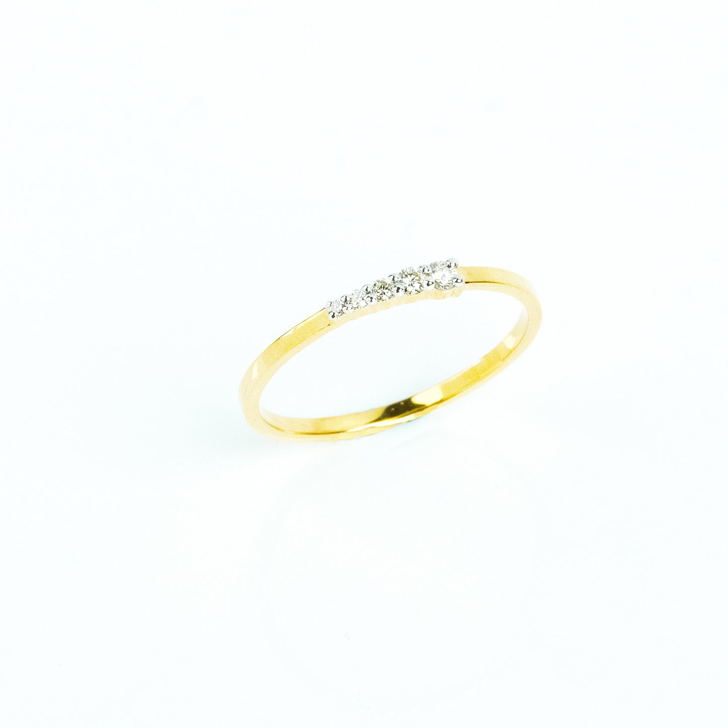 Caratly 18kt gold Diamond Flow Ring with 0.09ct graduated diamond row design minimalist band under Rs. 30,000