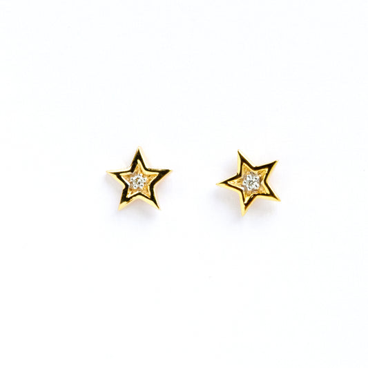Caratly 18kt gold Star Diamond Earring with 0.02ct diamond center in a five-pointed star stud design. Perfect for gifting it to her under Rs. 20,000
