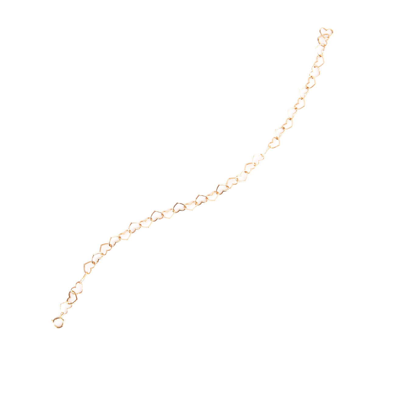 Caratly 18kt gold Interlinked Heart Bracelet with continuous open heart link design for women under Rs. 50,000
