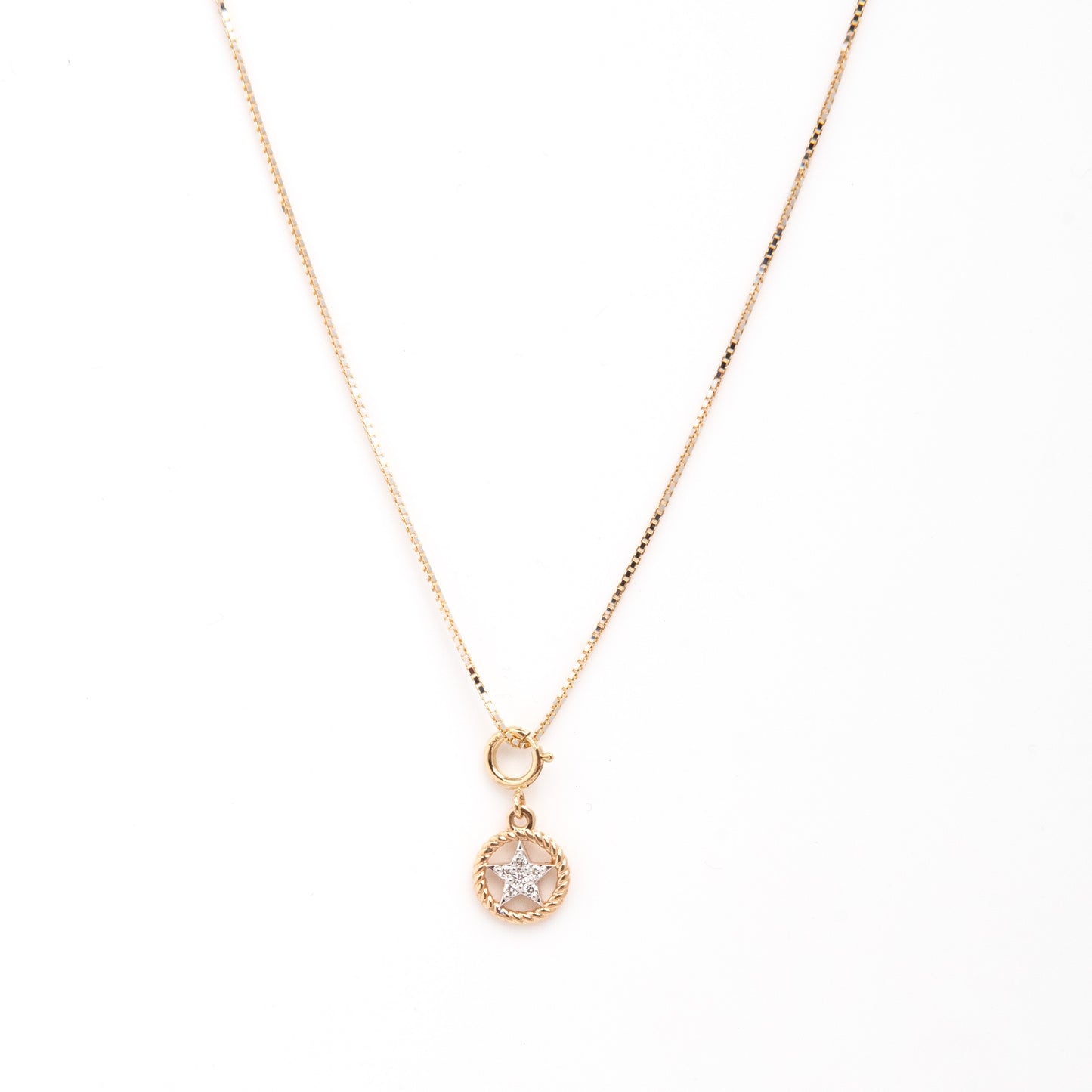 Caratly 18kt gold Star Diamond Charm with twisted rope border and 0.03ct diamond star center under Rs. 15,000