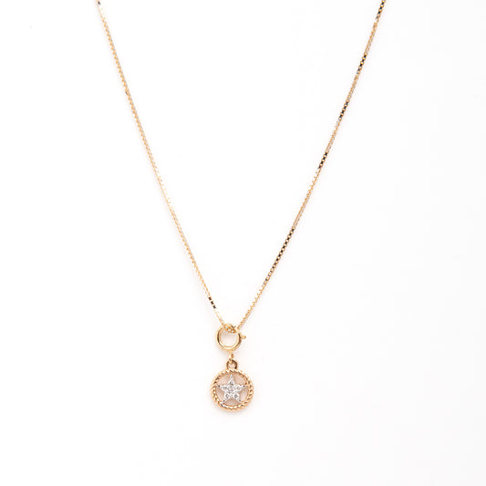 Caratly 18kt gold Star Diamond Charm with twisted rope border and 0.03ct diamond star center under Rs. 15,000