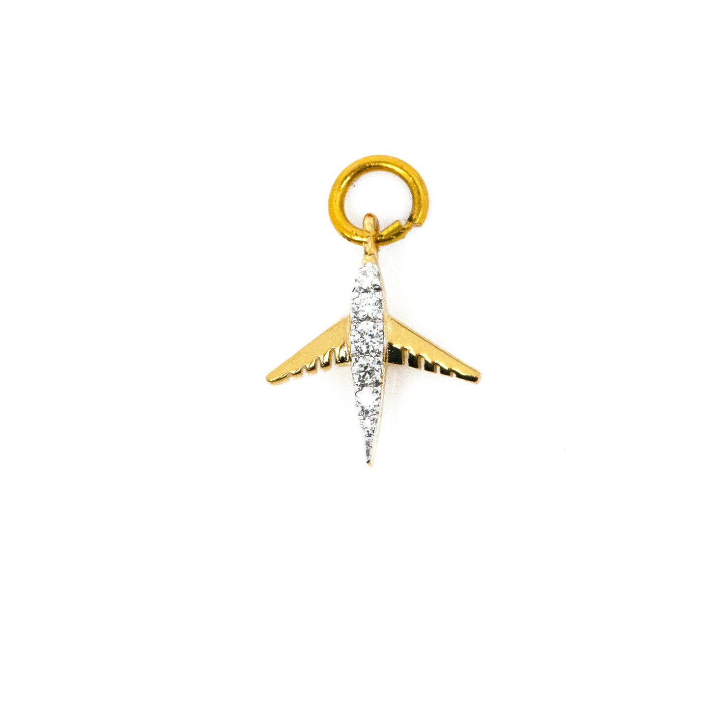Caratly 18kt gold Traveller Diamond Charm airplane pendant design with 0.07ct diamonds wanderlust under 15,000