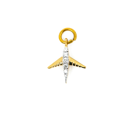Caratly 18kt gold Traveller Diamond Charm airplane pendant design with 0.07ct diamonds wanderlust under 15,000